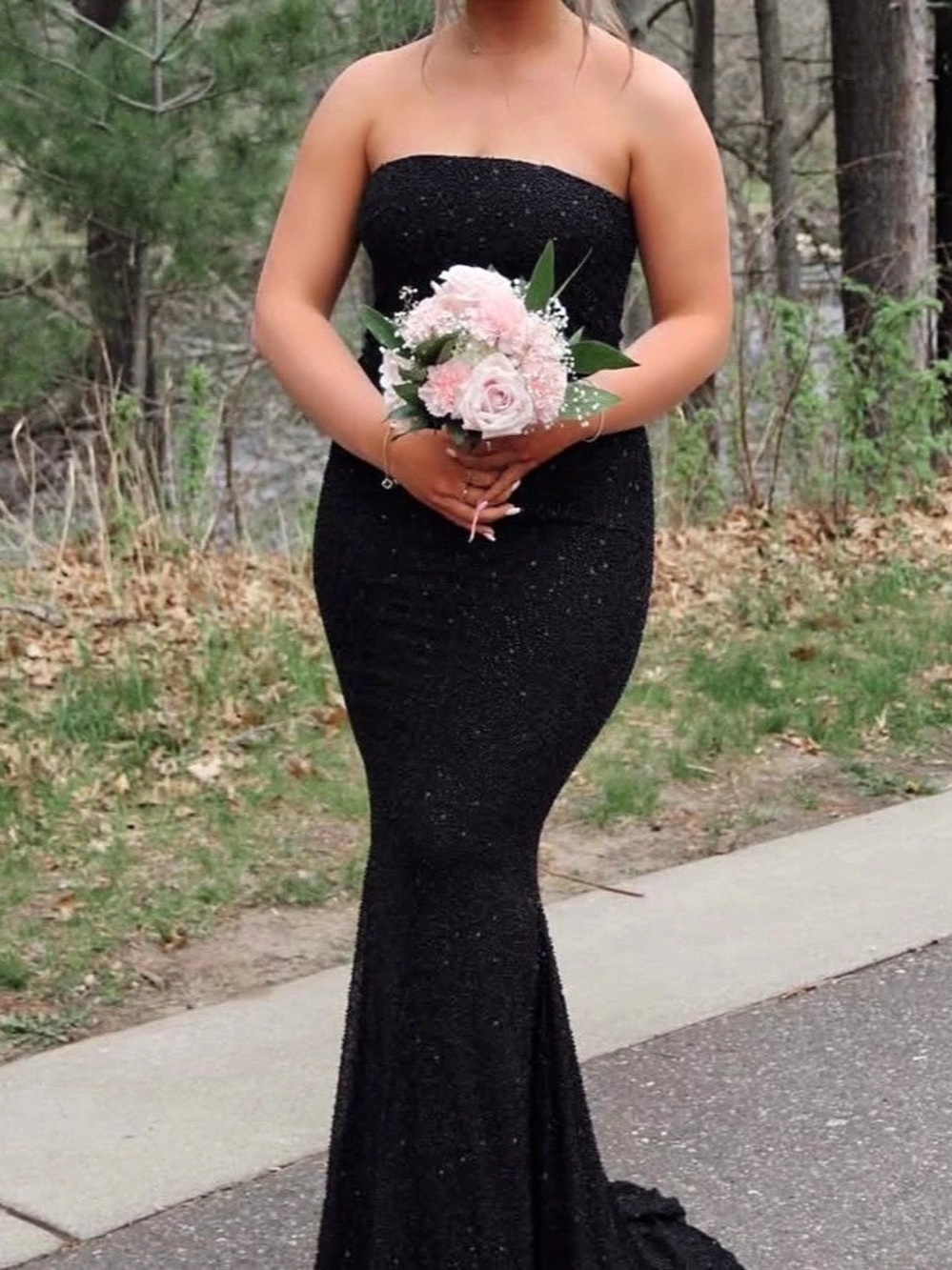 Black Strapless Mermaid Maxi Dress